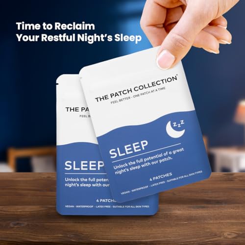 The Patch Collection - High Strength Deep Sleep Aid Melatonin Patch for Improved Sleep, Plant Powered, Sustained Release with 5HTP, Lavender, 100% Natural & Vegan, Waterproof, Latex Free (Pack of 4)