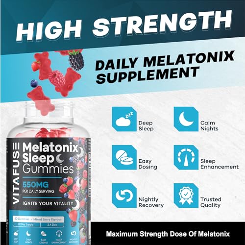 Melatonix Sleep Gummies for Adults - Nightly Sleep Aid - Natural Berry Bliss