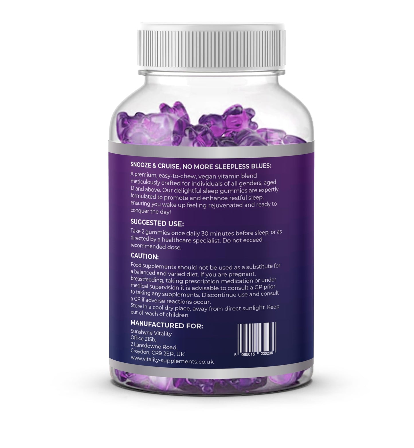 Natural Sleep Aid Gummies with Valerian Root & L-Theanine - Non-Habit Forming, Vegan, for Deep Relaxation & Restful Nights - 60 Chewable Gummies