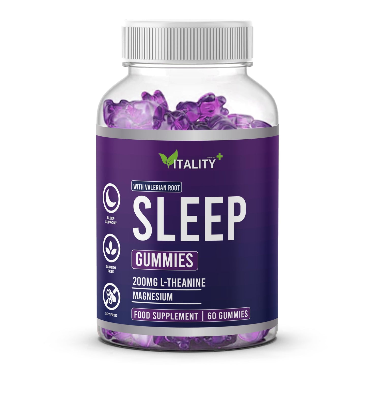 Natural Sleep Aid Gummies with Valerian Root & L-Theanine - Non-Habit Forming, Vegan, for Deep Relaxation & Restful Nights - 60 Chewable Gummies